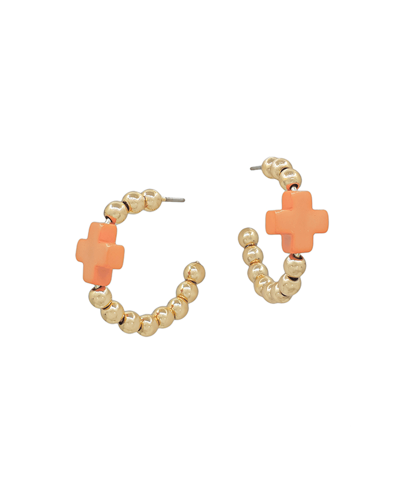 Cross Color Accent CCB Hoop Earring - 1.0"