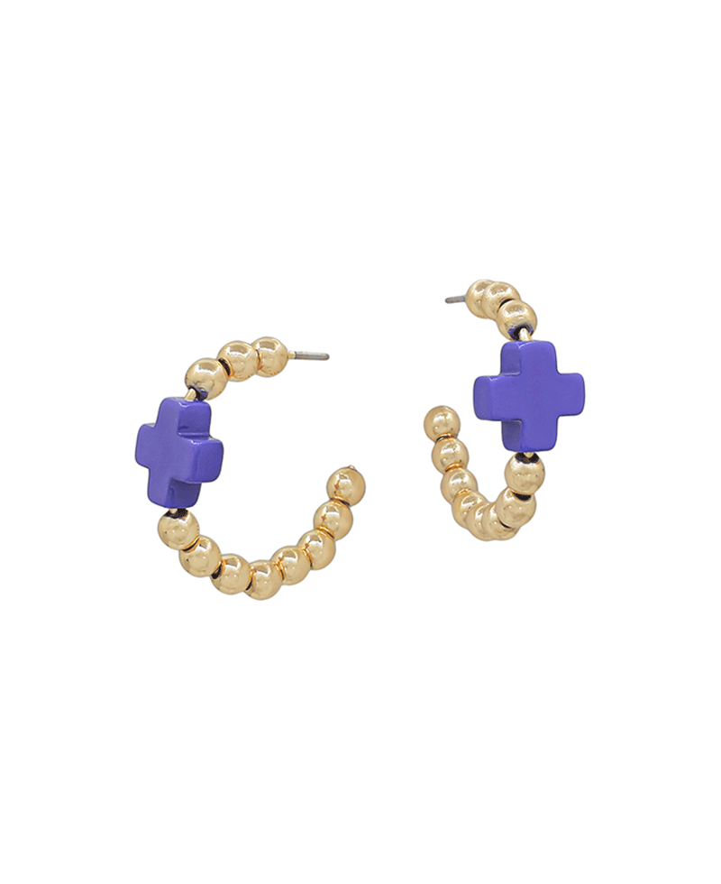 Cross Color Accent CCB Hoop Earring - 1.0"