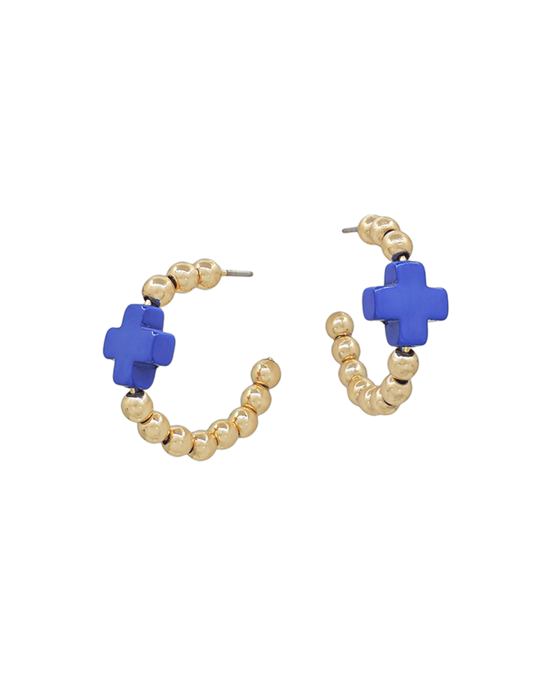 Cross Color Accent CCB Hoop Earring - 1.0"