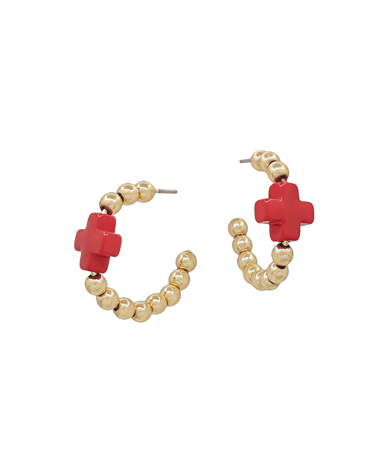 Cross Color Accent CCB Hoop Earring - 1.0"