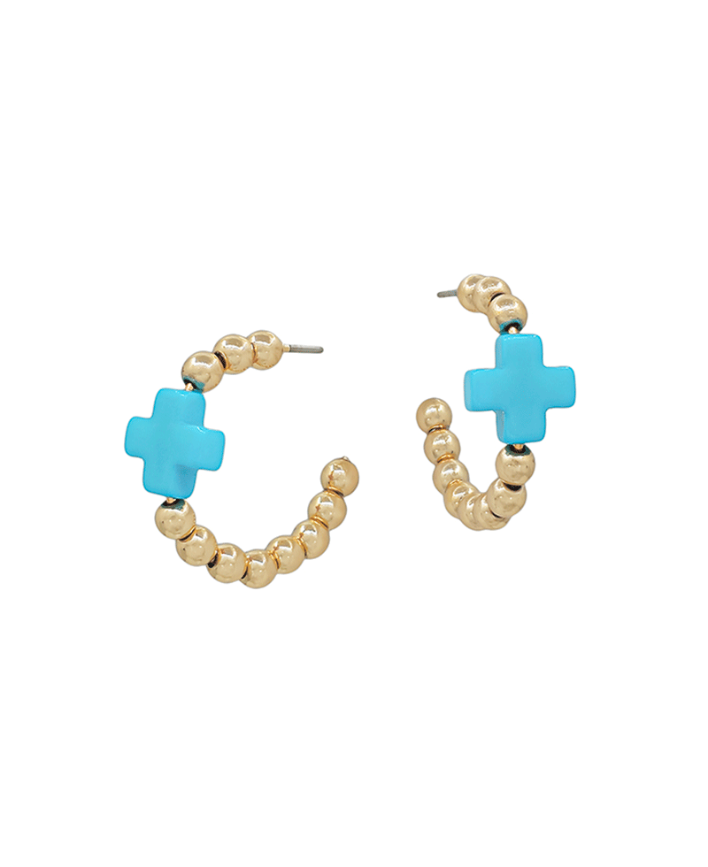 Cross Color Accent CCB Hoop Earring - 1.0"