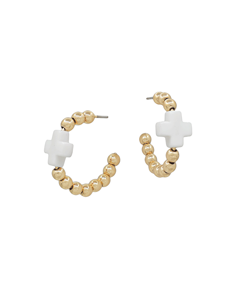 Cross Color Accent CCB Hoop Earring - 1.0"