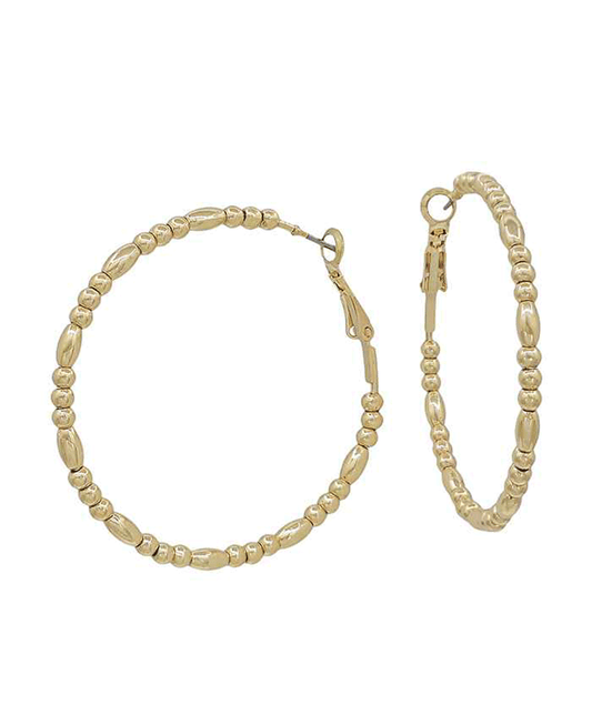 Oval CCB & Metal Ball Hoop Earring - 2.0"