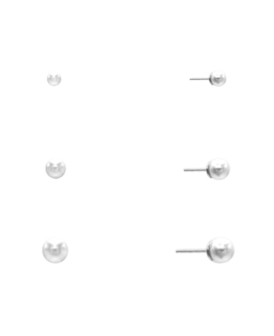 Glass Pearl 3 Pair Stud Earring