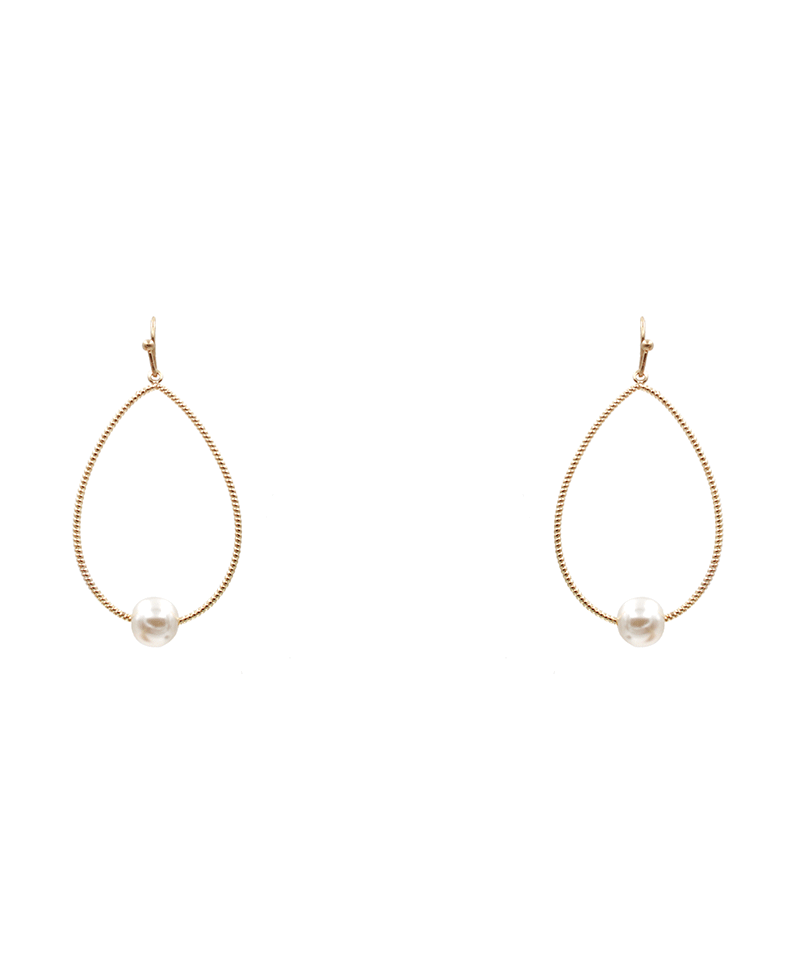 Wire Teardrop w/ Pearl Earring - 2.0"
