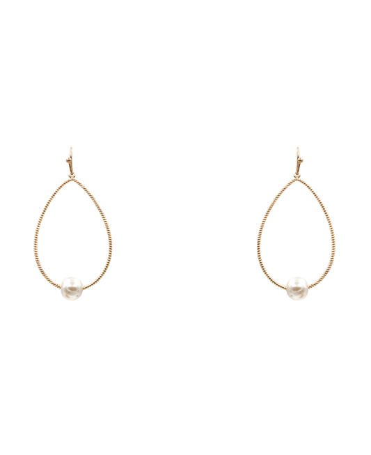 Wire Teardrop w/ Pearl Earring - 2.0"