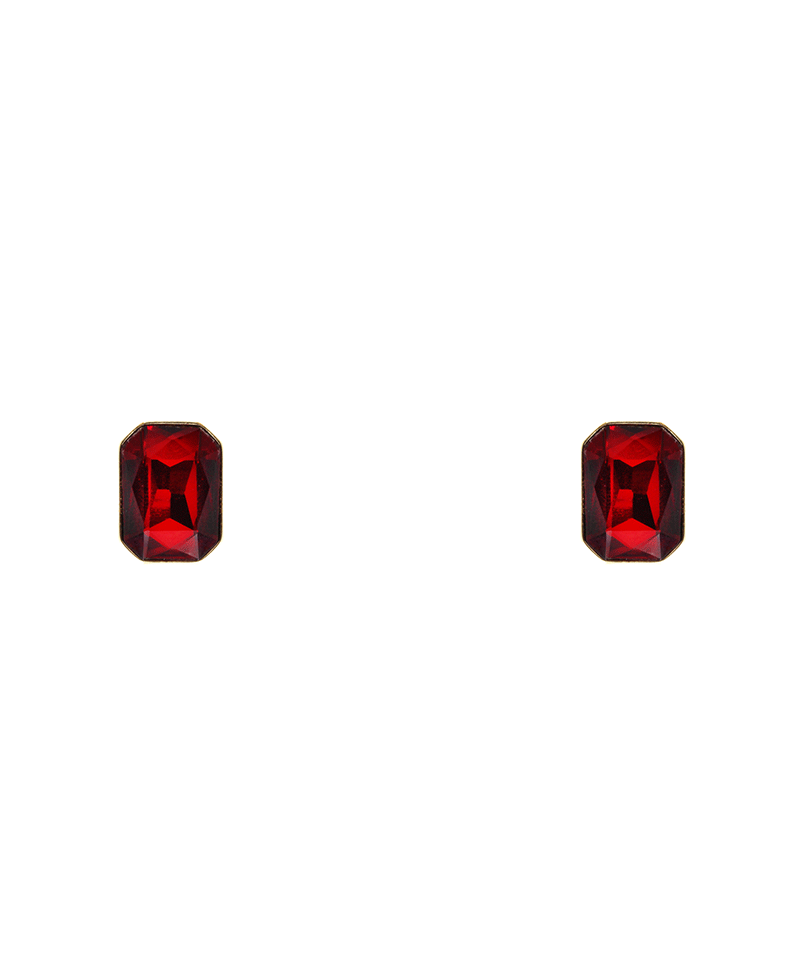 Glass Rectangle Post Earring - 0.75"