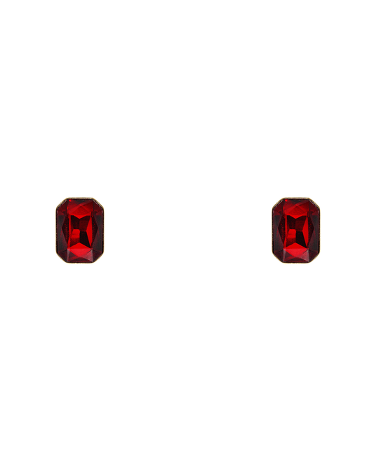 Glass Rectangle Post Earring - 0.75"