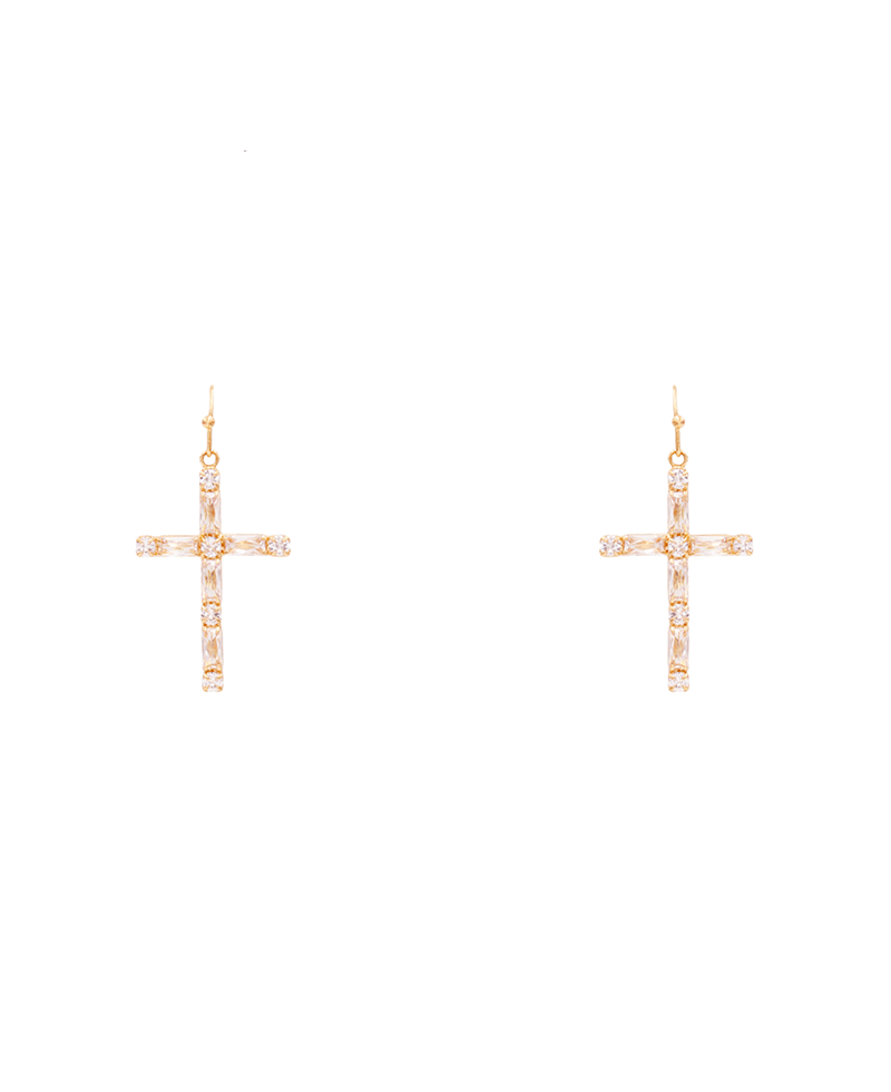 Pave Cross Earring - 1.7"