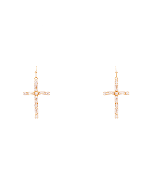 Pave Cross Earring - 1.7"