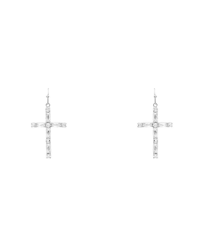Pave Cross Earring - 1.7"