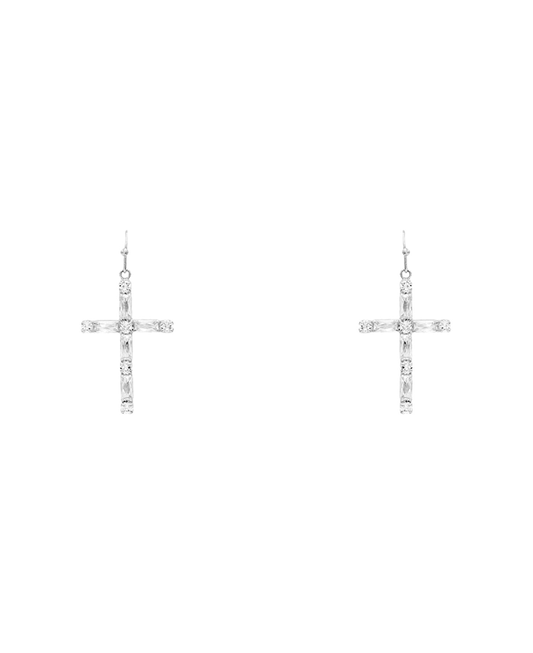 Pave Cross Earring - 1.7"