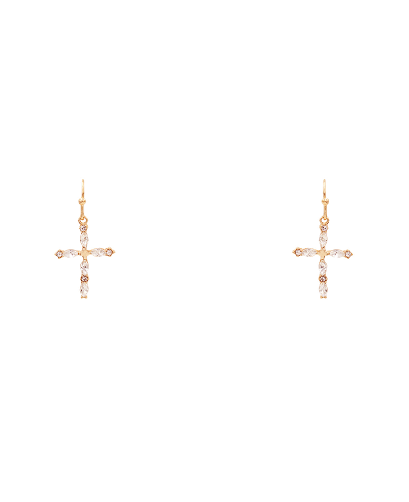 Cross Pave Earring - 1.2"