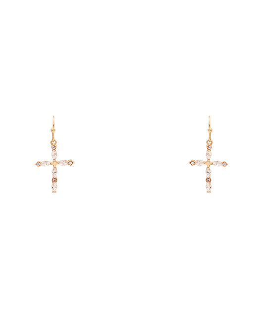 Cross Pave Earring - 1.2"