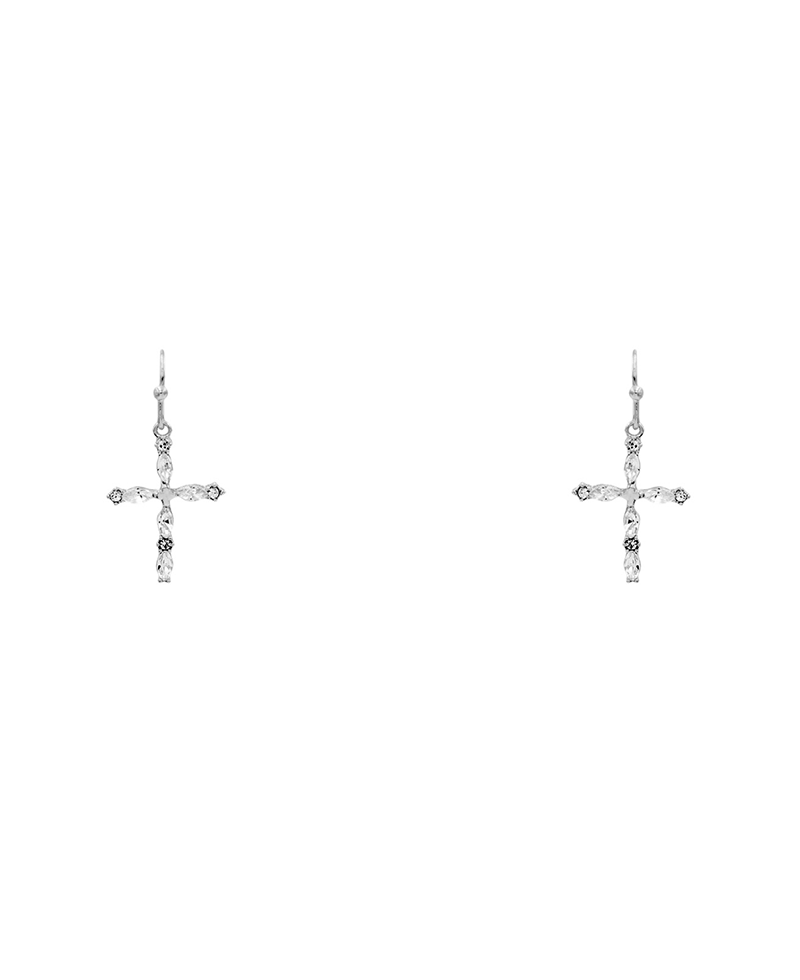 Cross Pave Earring - 1.2"
