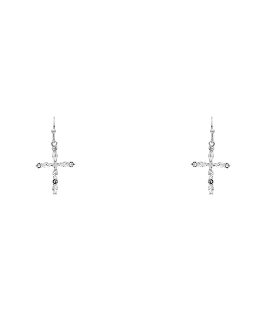 Cross Pave Earring - 1.2"