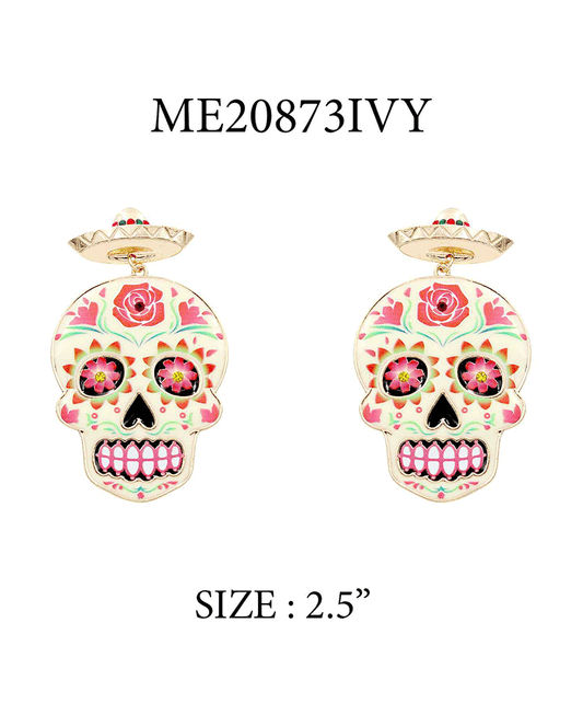 Halloween Sugar Skull Earring
