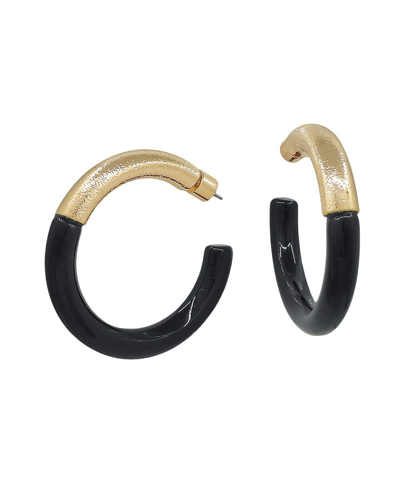 Metal & Resin Hoop Earring - 1.7"