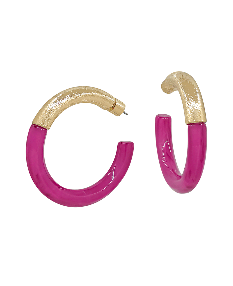 Metal & Resin Hoop Earring - 1.7"