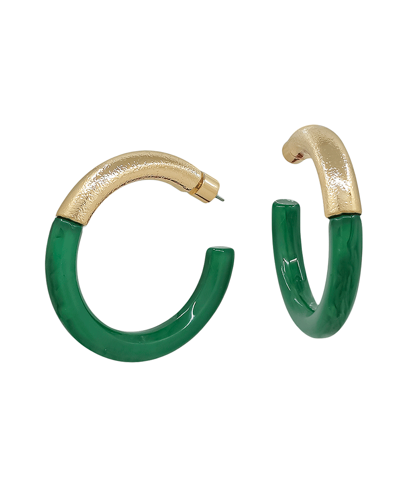 Metal & Resin Hoop Earring - 1.7"