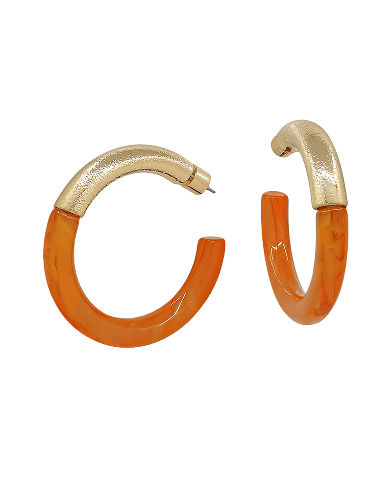 Metal & Resin Hoop Earring - 1.7"