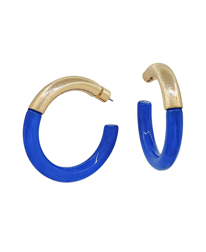 Metal & Resin Hoop Earring - 1.7"