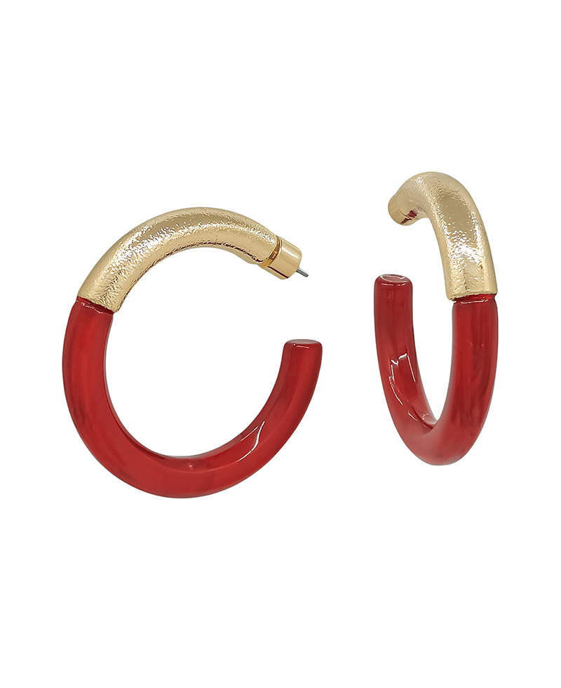 Metal & Resin Hoop Earring - 1.7"