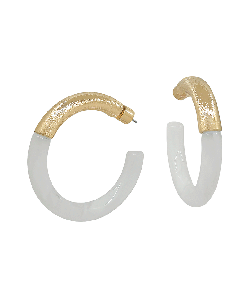 Metal & Resin Hoop Earring - 1.7"