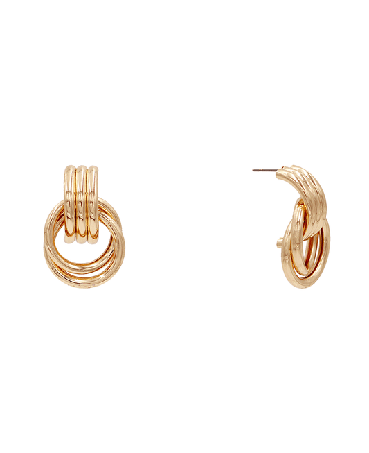 Multi Circle Linked Post Earring - 1.5"