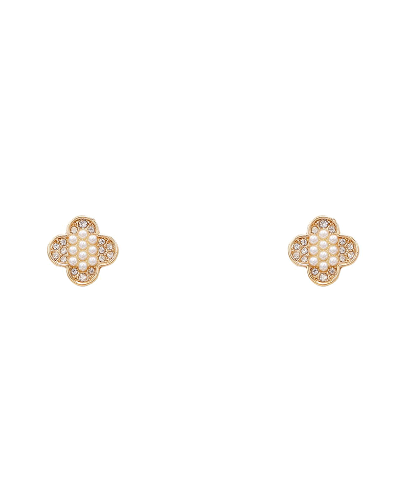 Pave Four Leaf Clover Earring - 0.6"