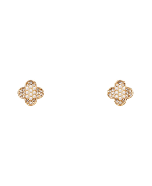 Pave Four Leaf Clover Earring - 0.6"