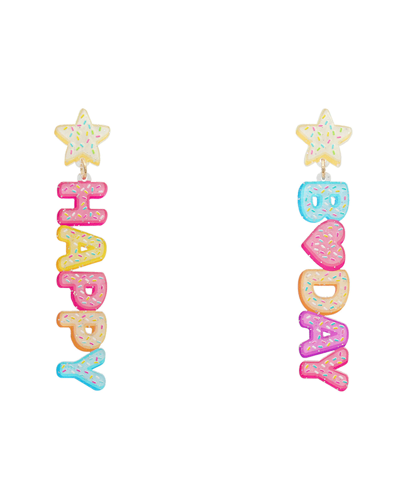 Happy Day Letter Drop Earring - 3.0"