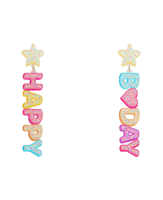 Happy Day Letter Drop Earring - 3.0"
