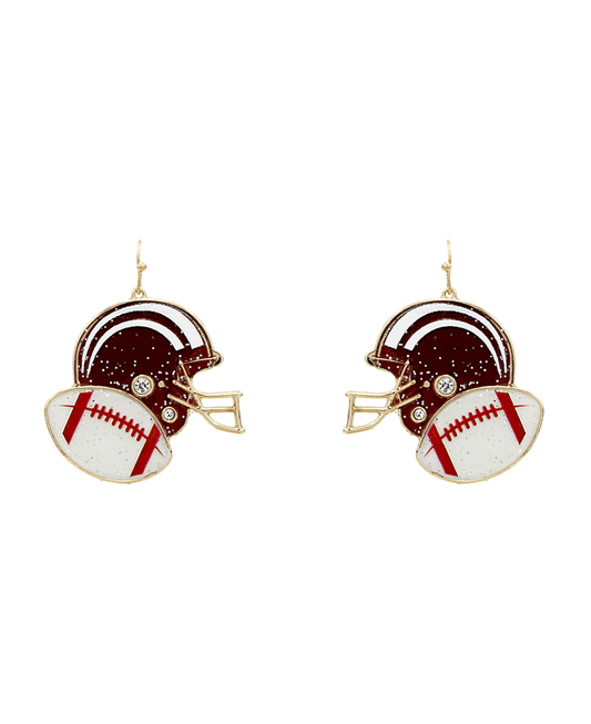 Football Helmel Enamel Earring - 2.0"