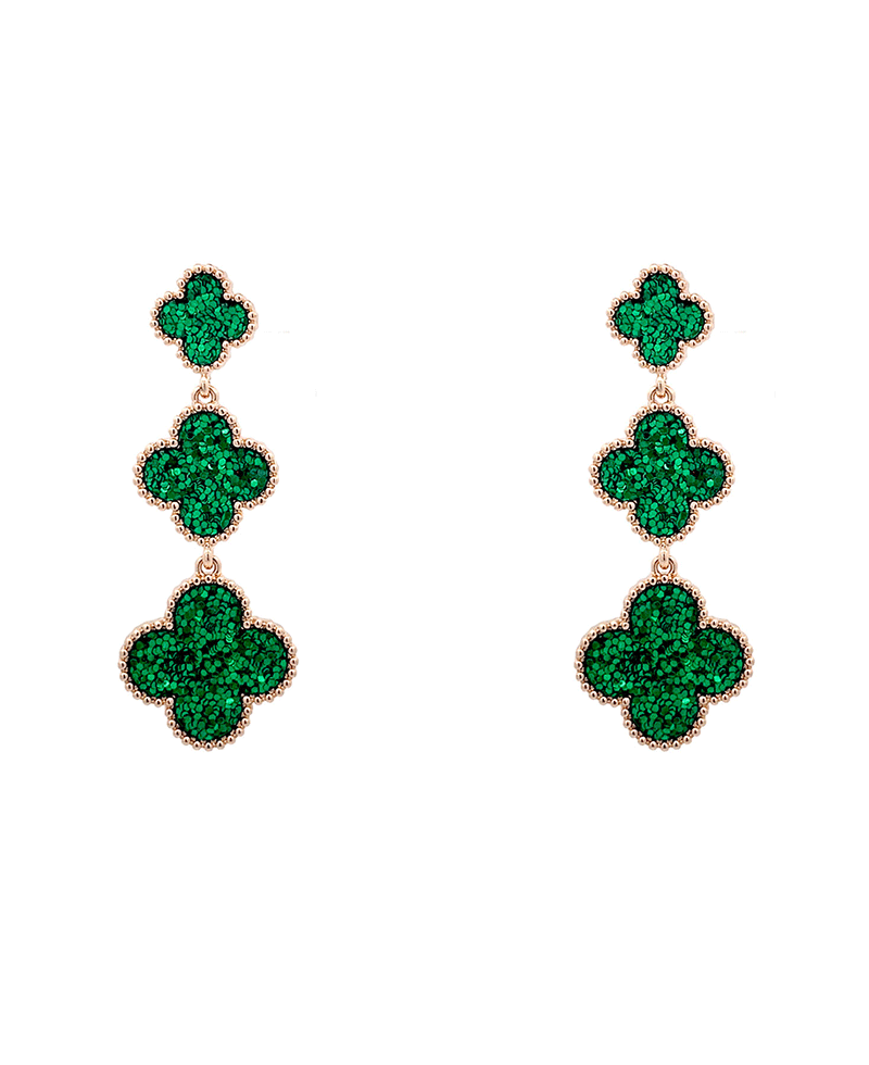 Spangle Clover 3 Drop Earring - 2.75"