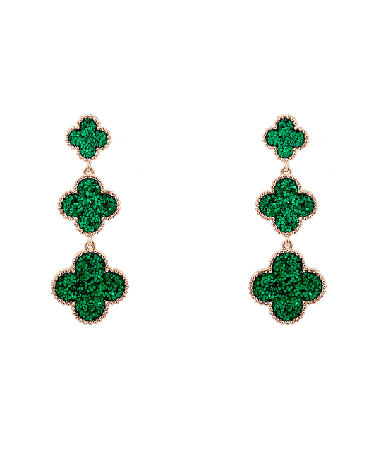 Spangle Clover 3 Drop Earring - 2.75"