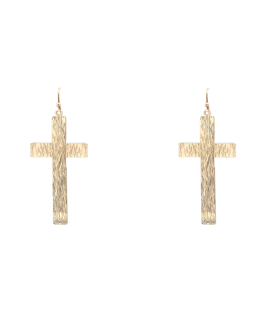 Texture Cross Earring - 2.3"