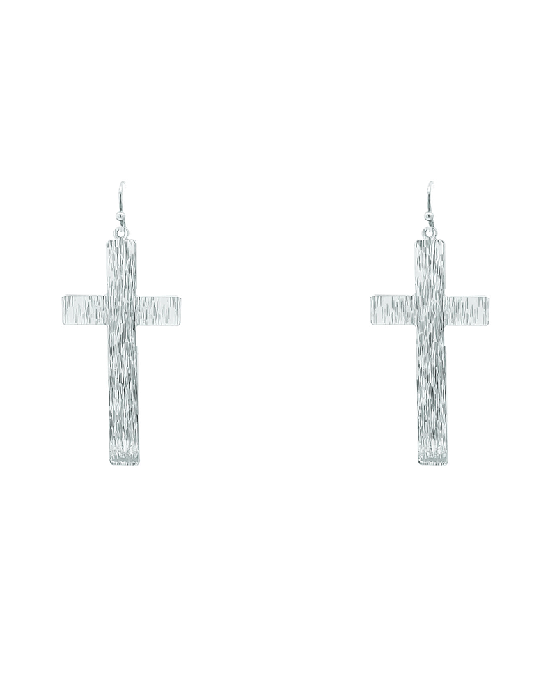 Texture Cross Earring - 2.3"