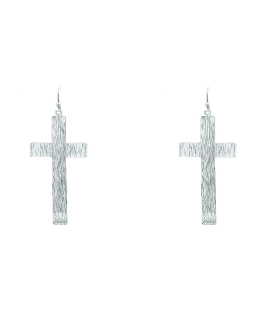Texture Cross Earring - 2.3"