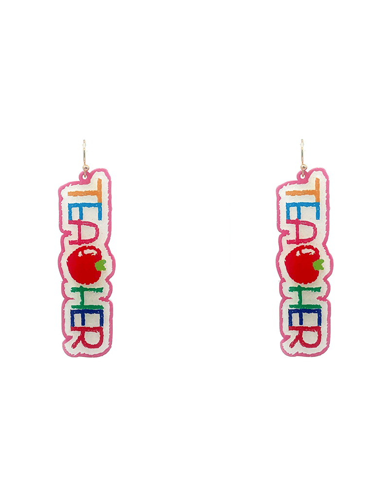 Teacher Letter Earring - 2.6"