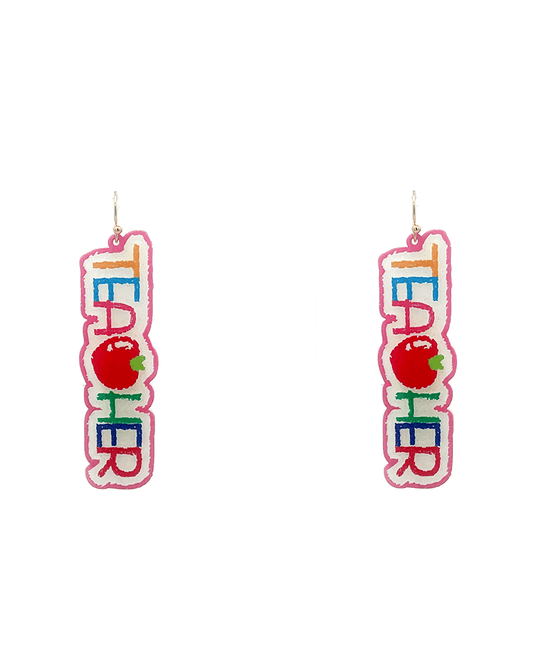 Teacher Letter Earring - 2.6"