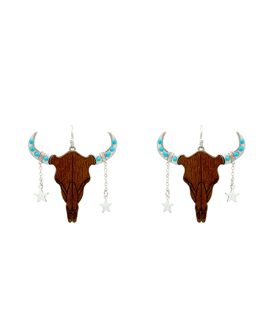 Western Bull Head Earring - 1.9"
