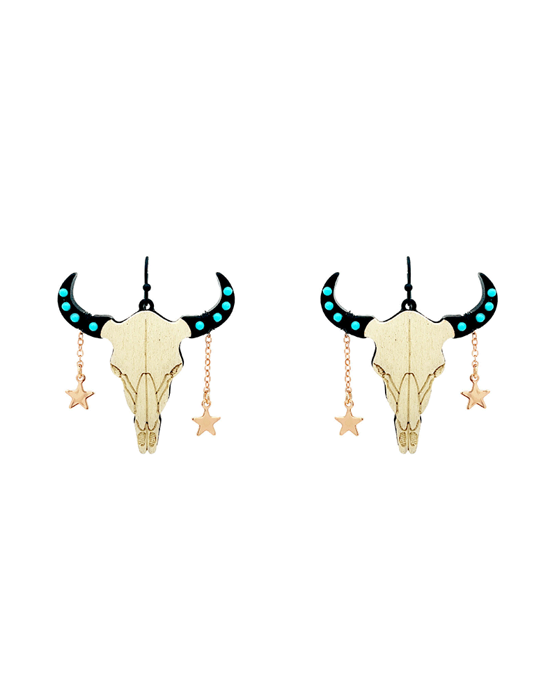 Western Bull Head Earring - 1.9"