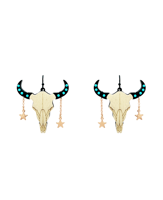 Western Bull Head Earring - 1.9"
