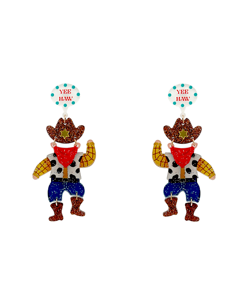 Cowboy Acrylic Earring - 3.25"