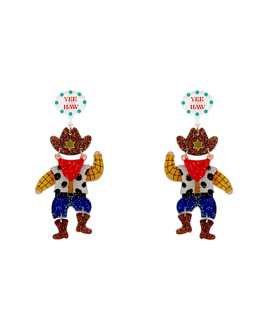 Cowboy Acrylic Earring - 3.25"