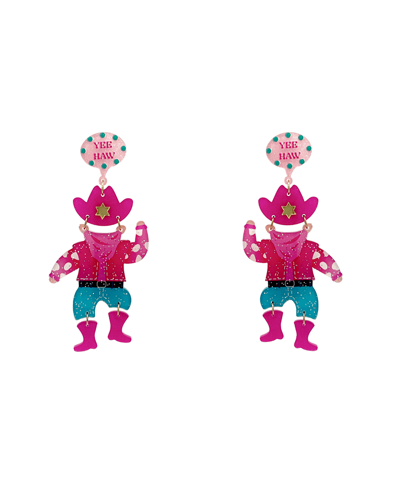 Cowboy Acrylic Earring - 3.25"