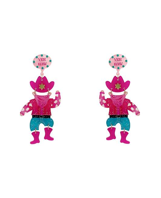 Cowboy Acrylic Earring - 3.25"