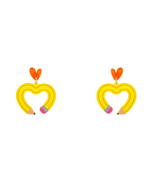 Heart Pencil Earring - 1.5"