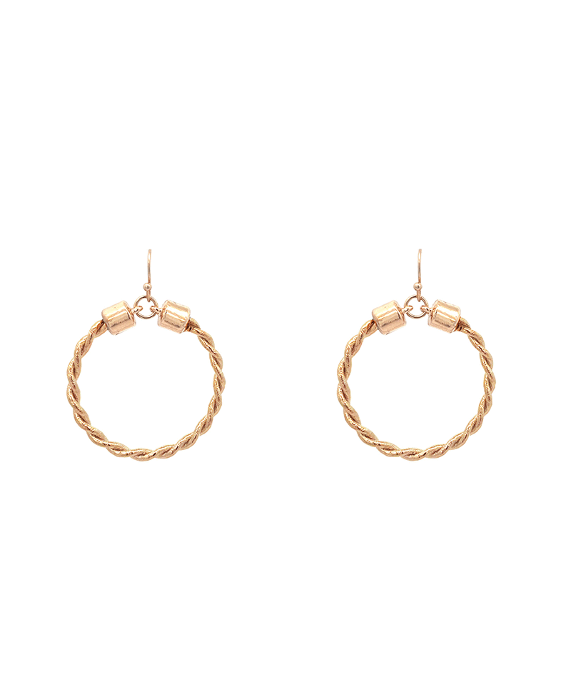 Rope Texture Circle Earring - 2.0"